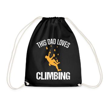 Climber Papa Saying Climbing Wall Gift - Drawstring Bag - black - Front