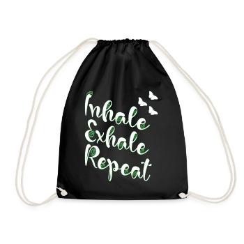 Inhale Exhale repeat yoga meditation - Drawstring Bag - black - Front