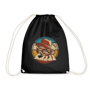 Cartes de poker Casino Jetons de poker Jouer Poker Retro - Sac de sport léger - noir - Devant