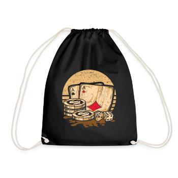 Retro Poker Casino Cartes de Poker & Jetons de Poker - Sac de sport léger - noir - Devant