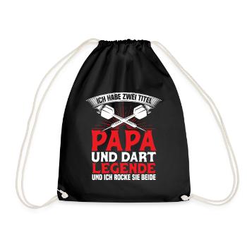 Papa Und Dart Legende Dartboard Darts Geschenk - Turnbeutel - Schwarz - Vorne