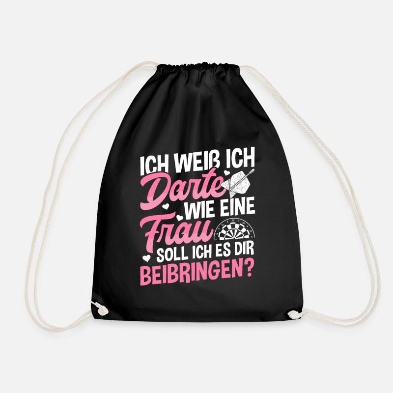Darts Dartboard Dartpfeile Frauen Dart Geschenk - Turnbeutel - Schwarz