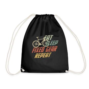 Hipster Eat Sleep Fixed Gear Repeat FIXED GEAR - Drawstring Bag - black - Front