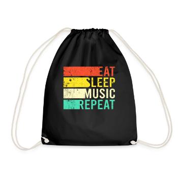 Eating Sleep Music - Drawstring Bag - black - Front