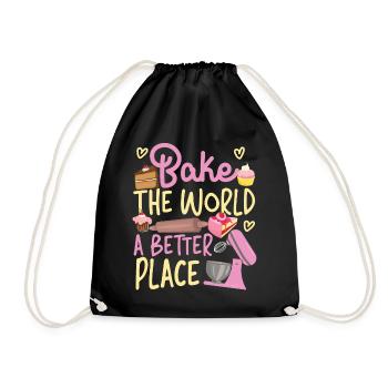 Bake Baking Beater Bake The World - Turnbeutel - Schwarz - Vorne