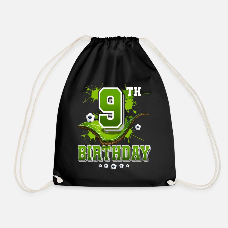 9. Geburtstag Fußball 9 Jahre - Turnbeutel - Schwarz