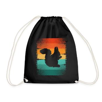 Squirrel - Drawstring Bag - black - Front