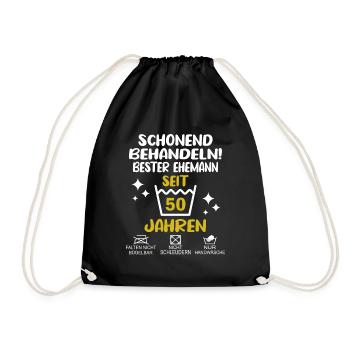 Goldene Hochzeit Ehemann 50 Hochzeitstag - Turnbeutel - Schwarz - Vorne