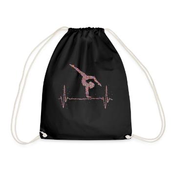 Gymnastics Heartbeat Gymnastics Gymnast - Drawstring Bag - black - Front