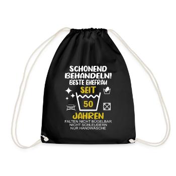 Goldene Hochzeit Ehefrau 50 Hochzeitstag - Turnbeutel - Schwarz - Vorne