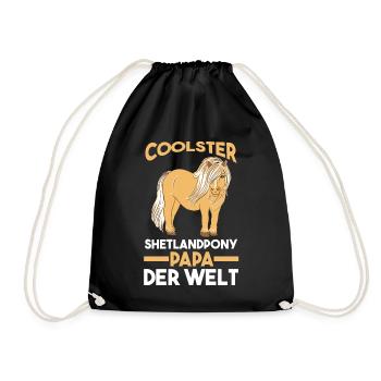 Pferde Papa Vater Vatertag Shetlandpony Pferd Rei - Turnbeutel - Schwarz - Vorne