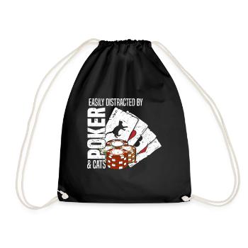 Les joueurs de poker sont facilement distraits par le poker et les chats - Sac de sport léger - noir - Devant