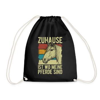 Zuhause ist wo meine Pferde sind - Turnbeutel - Schwarz - Vorne