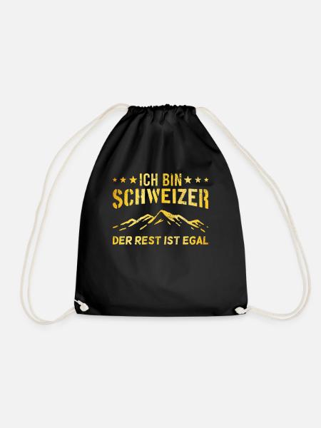 stolzer Schweizer Spruch - Turnbeutel - Schwarz