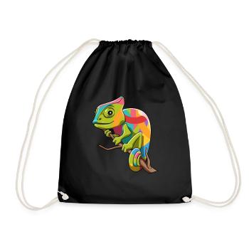 Chameleon iguanas breeding reptiles - Drawstring Bag - black - Front