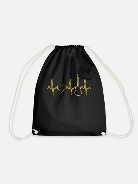 Electric Guitar Heartbeat - Drawstring Bag - black