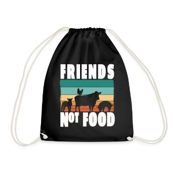 Vegan Vegetarian Friends not Food Animal Welfare - Drawstring Bag - black - Front