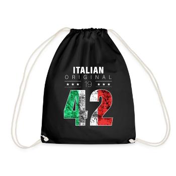 Italian Original 1942 80 birthday Italy flag - Drawstring Bag - black - Front