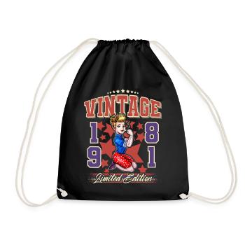1981 Année de naissance Anniversaire Vintage Rockabilly - Sac de sport léger - noir - Devant