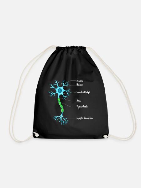 Anatomy Of Neuron Neuroscience Neurologist - Drawstring Bag - black
