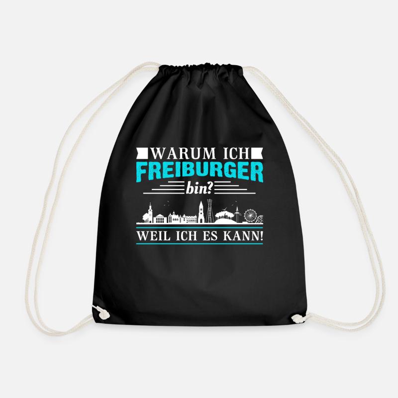 Freiburg | Lustiges Freiburger Sprüche Geschenk - Turnbeutel - Schwarz
