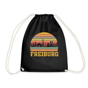 Freiburg | Freiburg Skyline Retro - Turnbeutel - Schwarz - Vorne