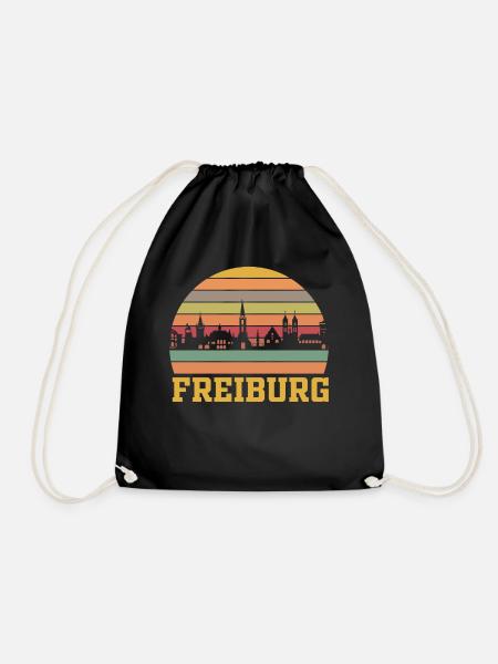 Freiburg | Freiburg Skyline Retro - Turnbeutel - Schwarz
