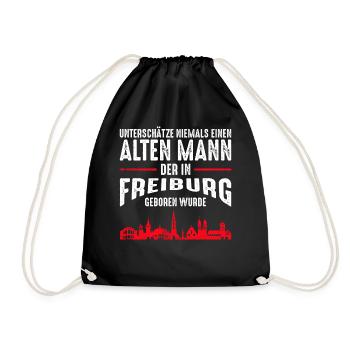 Freiburg - Alter Mann | Retro Vintage Style - Turnbeutel - Schwarz - Vorne