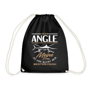 Angeln Ehe Frau Liebe - Turnbeutel - Schwarz - Vorne