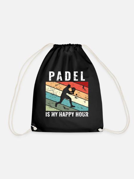 Padel is my happy hour Funny Padel - Drawstring Bag - black