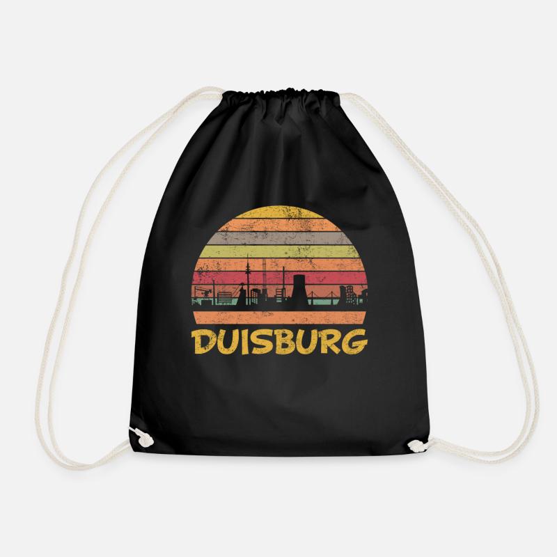 Duisburg Skyline Retro Vintage - Turnbeutel - Schwarz