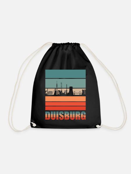 Duisburg Stadt Ruhrgebiet Skyline - Turnbeutel - Schwarz