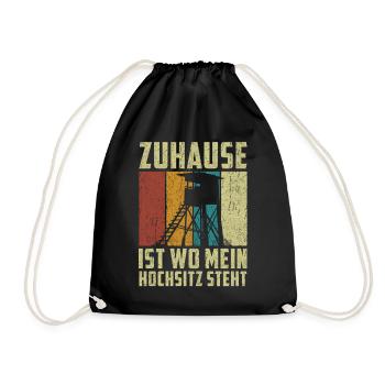 Zuhause ist wo mein Hochsitz steht - Turnbeutel - Schwarz - Vorne