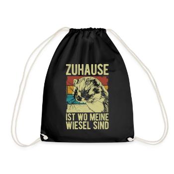 Zuhause ist wo meine Wiesel sind Frettchen - Turnbeutel - Schwarz - Vorne