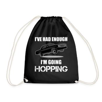 Lowrider Jumpcar Auto Lustiger Spruch Geschenk - Turnbeutel - Schwarz - Vorne