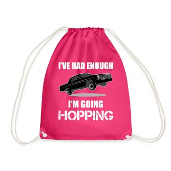 Lowrider Jumpcar Auto Lustiger Spruch Geschenk - Turnbeutel - Fuchsia - Vorne