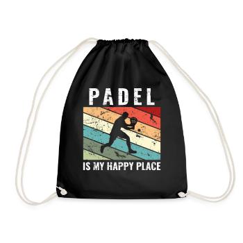 Le padel est mon endroit heureux Drôle de padel - Sac de sport léger - noir - Devant