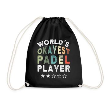 Worlds Okayest Padel Player Funny Padel - Drawstring Bag - black - Front