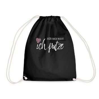Putzen Putzfrau Reinigungskraft Geschenk - Turnbeutel - Schwarz - Vorne
