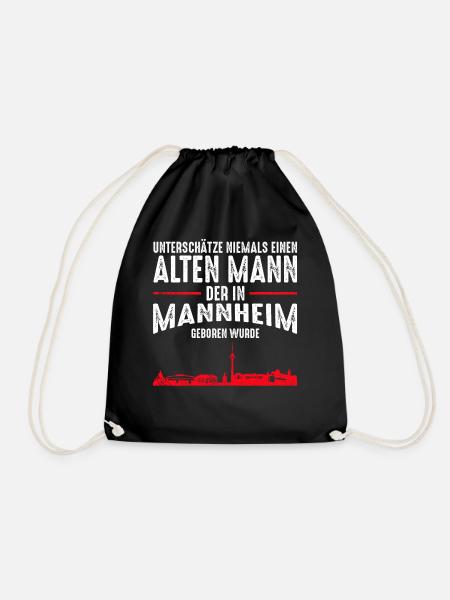 Mannheim Skyline - Lustige alte Männer Sprüche - Turnbeutel - Schwarz