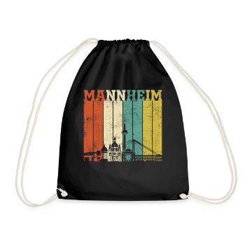 Retro Mannheim Skyline - Turnbeutel - Schwarz - Vorne