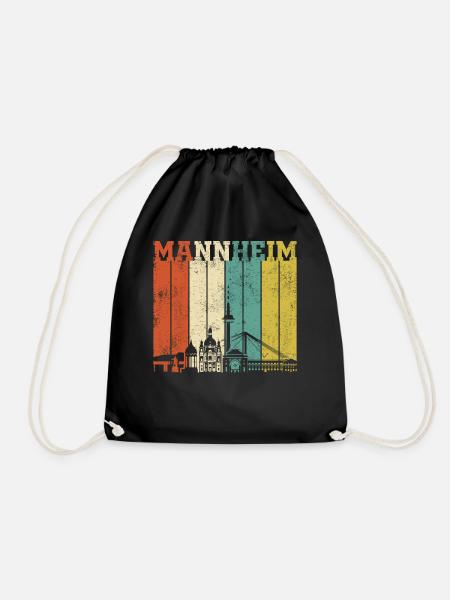 Retro Mannheim Skyline - Turnbeutel - Schwarz