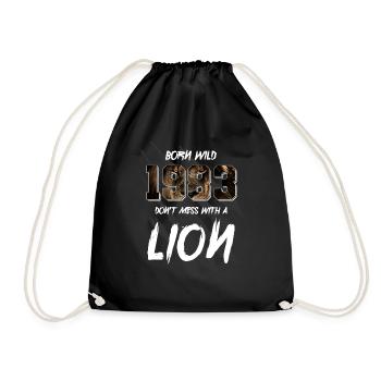 Born Wild 1983 Born 1983 39th birthday Löwen - Drawstring Bag - black - Front