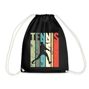 Vintage Tennis Player Lustiges Tennis - Turnbeutel - Schwarz - Vorne