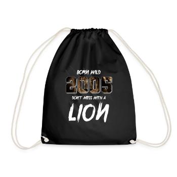 Born Wild 2005 Born 2005 17th birthday Lion - Drawstring Bag - black - Front