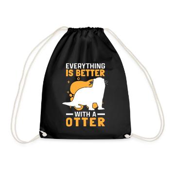 Alles ist besser mit Otter Fischotter Seeotter - Turnbeutel - Schwarz - Vorne