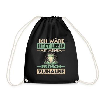 Frosch Frösche - Turnbeutel - Schwarz - Vorne