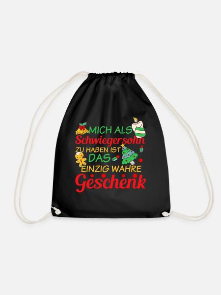 Weihnachtssprüche Geschenk - Schwiegersohn - Turnbeutel - Schwarz