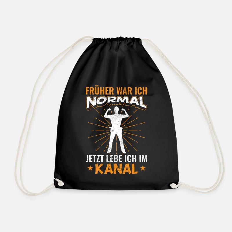 Lustiges Kanalreiniger Sprüche Geschenk - Turnbeutel - Schwarz