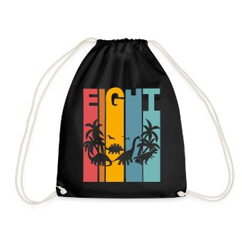 8. Years Children's Birthday Dino Dinosaur - Drawstring Bag - black - Front